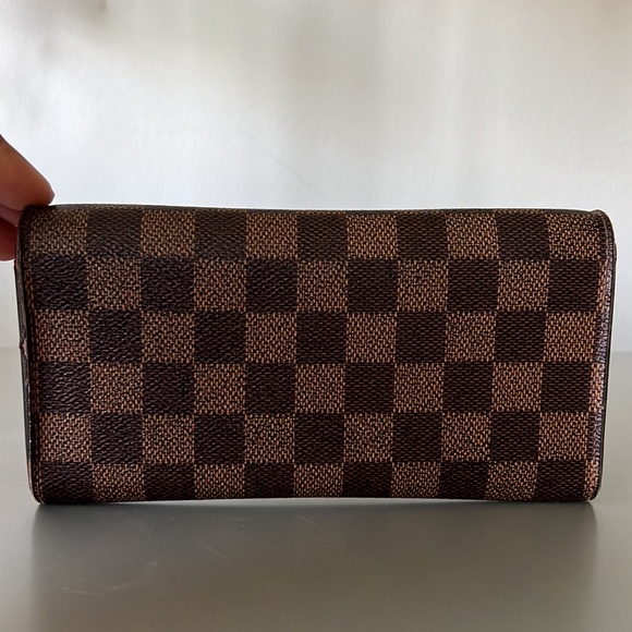 Louis Vuitton Brown/Red Long Damier Ebene Canvas Leather Emilie CA3185 Wallet - Picture 4 of 16